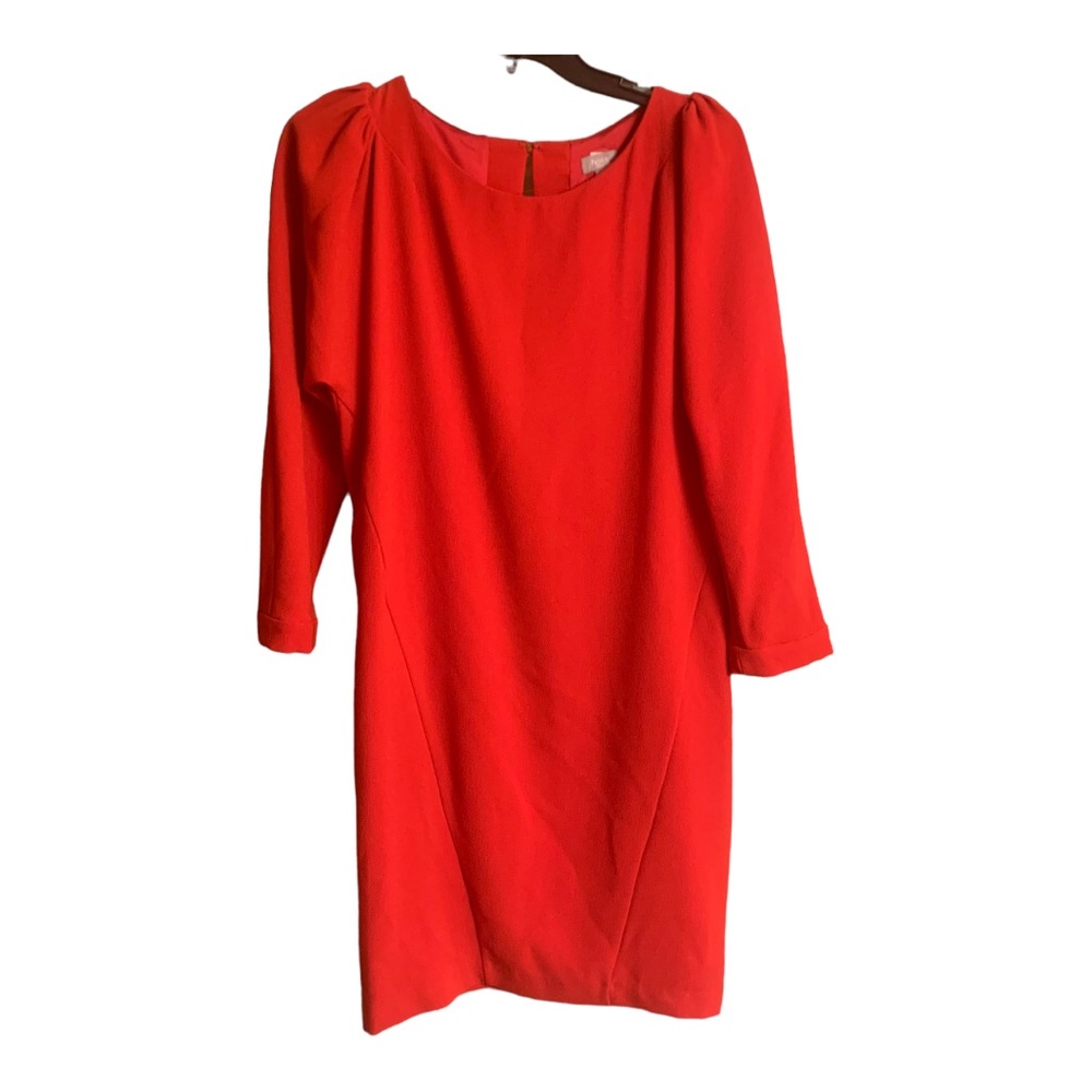 Hoss Intropia by Anthropologie Amapola Poppy Red Dress Size 8 Long Sleeve